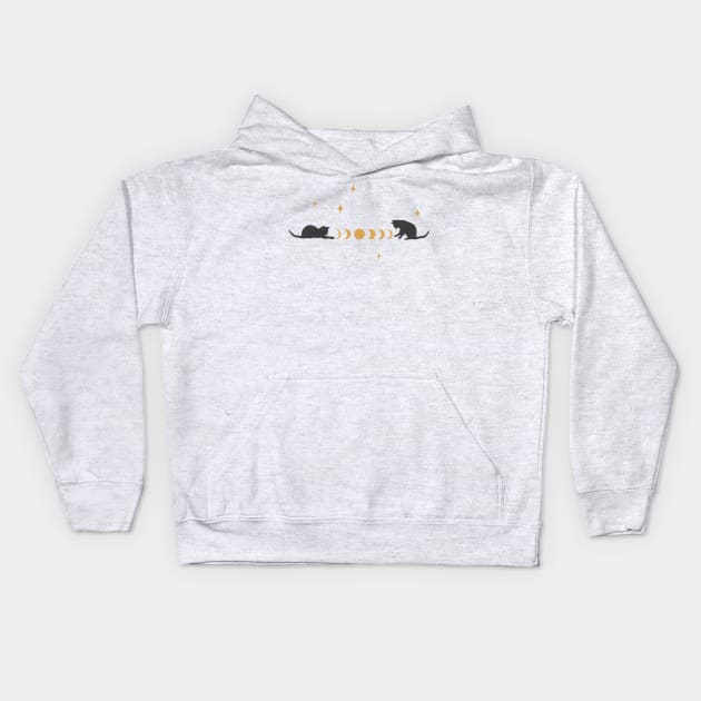 Cat and Moon #3 Kids Hoodie by Episodic Drawing